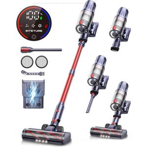 Cordless Vacuum Cleaner, 550W 45Kpa Vacuum Cleaners for Home, Stick Vacuum with Self-Standing, Max 60 Mins, Touch Screen, Vacuum Cleaner with Charging Station for Hard Floor Carpet Car Pet