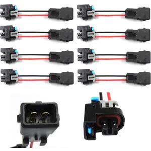 HiSport Injector PnP Adaptors Plugs Compatible with LQ4 LQ9 4.8 5.3 6.0 Injectors into LS1 LT1 EV1 wiring Harness Connectors 8Pcs Replace 17113553 25317628