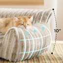 Bedsure ComfyFleece Cute Cat Couch for Pets - Fluffy Cat beds with Premium Soft Corduroy Fleece, Fuzzy Cats beds for Indoor Cats with Removable Washable Cover, Supportive Pet Sofa, 24inch, Amphora