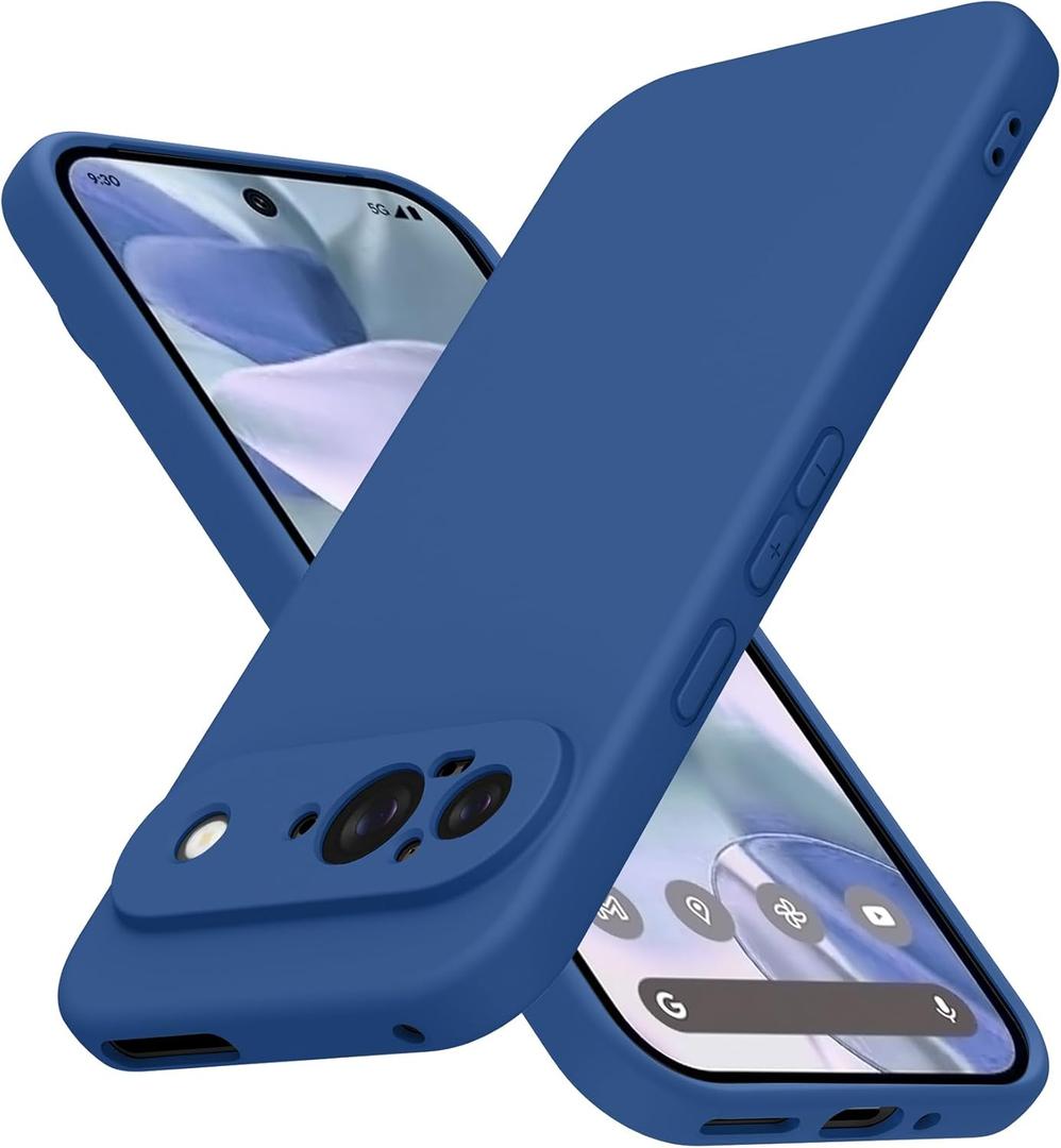 JUNAUTTB for Google Pixel 9 Case Liquid Silicone,Soft TPU Protective Case,for Google Pixel 9 Shockproof Protective Case Full Body Protective, Slim Fit Durable 6.3inch Blue JUS21-33
