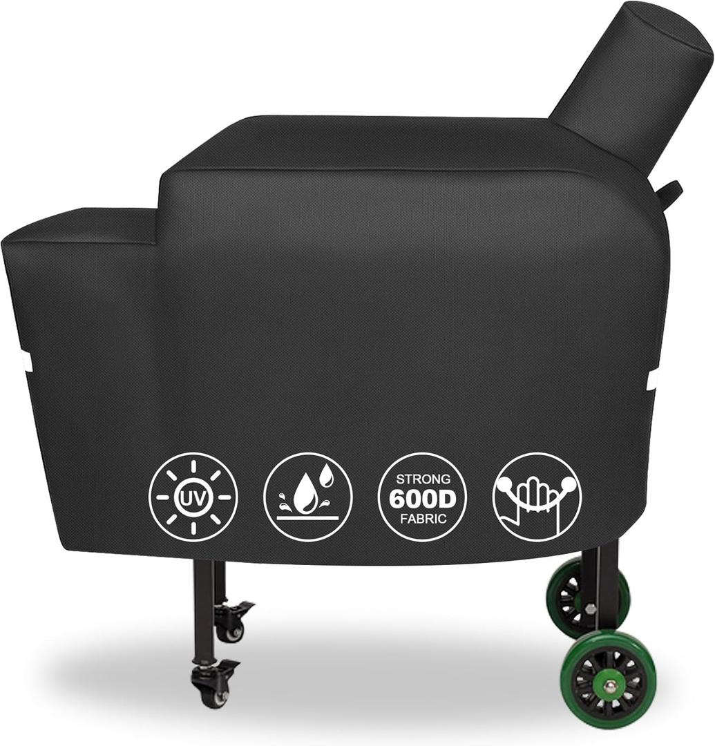 QuliMetal DB Grill Cover for Green Mountain Grill Daniel Boone Choice, 600D Anti-UV & Waterproof, Heavy Duty Patio BBQ Grill Cover, 53.5 x 19.7 x 25 Inches (Black)