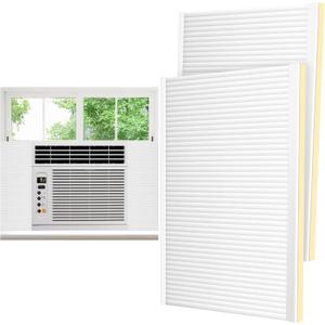 Window Air Conditioner Foam Insulation Side Panels, AC Side Panels Insulation Kit with 4 U Shape Frames and 4 Adhesive Tapes Insulates Winter Cold and Summer Heat, 17" H x 11" W x 7/8" T, 2 Pack,White