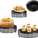3 Set Black Cake StandDessert Cupcake Pastry Candy Display Plate for PartyElegant Round Cylinder Columns tables for Weddings Cake StandsPlant TablesBirthday Party