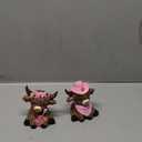 Wesiti 2 Pcs Cowgirl Highland Cow Figurines, Western Farmhouse Resin Cow Statues with Pink Cowboy Hat, Guitar and Bow, Christmas Cute Calf Lovers Gifts Ornaments for Home Shelf Holiday Decor