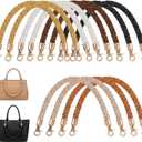Afcabakila 12 Pack 6 Colors 11.8 Inch Shoulder Bag Purse Handles Short PU Leather Braided Purse Straps for Handbags DIY Replacement with Gold Lobster Clasps