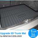 Powerty Trunk Mat for 2016-2022 Mercedes-Benz GLC250 GLC300 GLC350 GLC43 AMG GLC Class Accessories Cargo Mats TPE All Weather Cargo Liner Heavy-Duty Trunk Liners(Not for GLC Coupe Series)