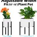 DDPow Heavy Plant Stand for 10"-16" Plant Pot Indoor Outdoor Corner, Adjustable Metal Heavy Duty for Large Pot (Black 1 Pack)