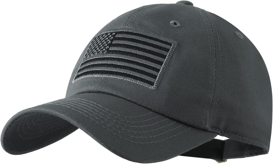 IIN American Flag Baseball Cap for Men Women Low Profile USA Army Tactical Operator Military Plain Dad Hat (Gray)