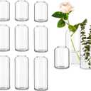 Glasseam Clear Small Flower Vases - Bulk Set of 12, Handmade Modern Decorative Bud Vases for Flowers, Wedding Centerpiece, Dining Table Decoration