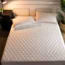 Hani Minna Premium Quilted Fitted Mattress Pad Protector Made with Natural Combed Cotton - Cooling and Breathable Mattress Topper (King) (King ( 76" * 80" + 16"))