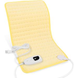 Deepsoon Heating Pad,Electric Heating Pads for Back, Neck, Abdomen, Moist Heating Pad for Shoulder, Knee, Arms, Legs, Dry/Moist Heat & Auto Shut Off, Christmas Gifts for Men and Women, Light Yellow, 24x12 Inch