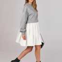 ANRABESS Women Sweatshirts Dress Oversized Long Sleeve Patchwork Casual Loose Pleated Pullover Mini Dress Fall Outfits 2025 (S)