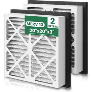 2 Pack 20x20x3 MERV 13 Pleated Air Filter Replacement Compatible with Zephyr VGF Series 20x20x3 Whole Home Return Air Grille Filter