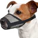 Mayerzon Dog Muzzle, Soft Mesh Muzzles for  Dogs Chihuahua Poodle Husky Labrador Retriever, Breathable Dog Mouth Guard for Biting Chewing Grooming, Allow Panting Drinking(M, Black) (M-Snout (7-8))