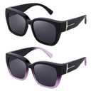 KesaPlan 2 Pack Polarized Fit Over Glasses Sunglasses for Women Men, Oversized Square Wrap Around Shades UV Protection (A3 Black/Grey+ Tortoise/Brown)