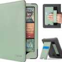 CoBak Case with Stand for Kindle Paperwhite 12th Gen 2024 Released (7") & Kindle Colorsoft Signature Edition - Durable PU Leather Cover with Auto Sleep Wake, Card Slot, Hand Strap Feature, Sage Green