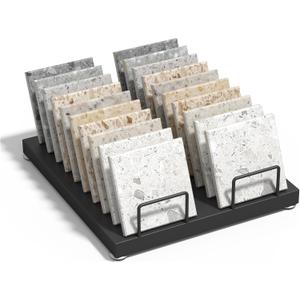 Countertop Tile Sample Display Rack, Metal 20 Card Slots Tile Display Stand, Portable Ceramic Sample Holder Stand, Small Tiles Sample Storage Rack Tile Sample Organizer for Vendors Retail Counter