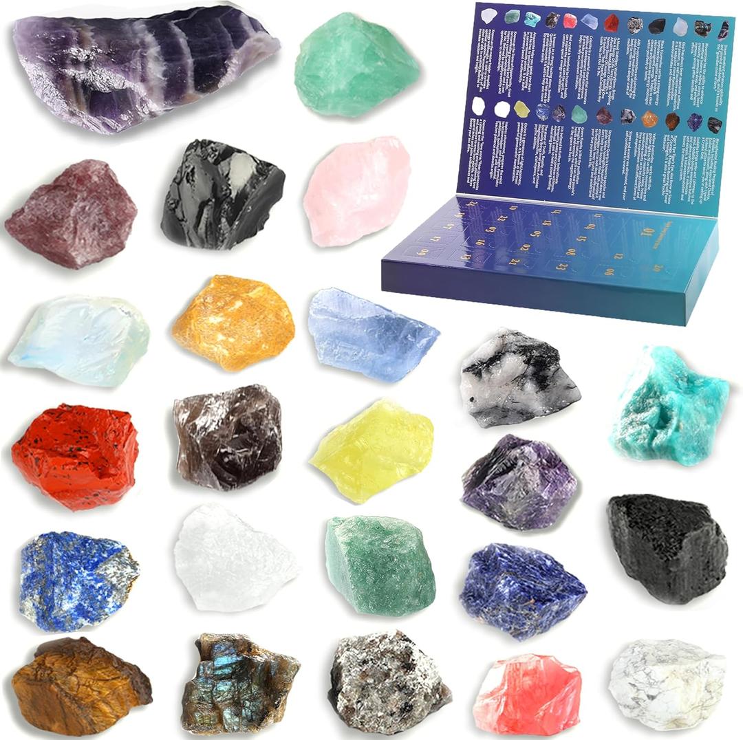ZHIYUXI Crystal Advent Calendar 2025 Rock Collection Christmas Advent Calendar 2025 Crystals 24 Gemstones Christmas Countdown Calendar Advent Calendars Gem for Adult