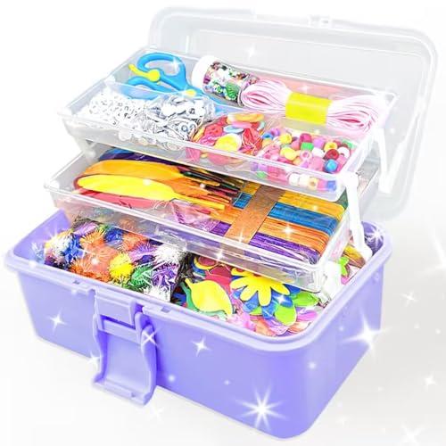 VLUSSO 3000Pcs Arts and Crafts Supplies for Kids Girls 8-12 Craft Kit with Pipe Cleaners Beads Crafts for Kids DIY School Supplies Set Crafting Box for Girls Boys Age 4-6, 6-8, 8-12 Years Gifts
