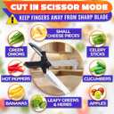 2 in 1 Kitchen Scissors for Food Stainless Steel 9.5" Tomato Knife Chops Vegetables, Fruit, Cheese, Meat in Seconds | Dishwasher Safe Cutting Board Scissors with Safety Lock Mess-Free Prep
