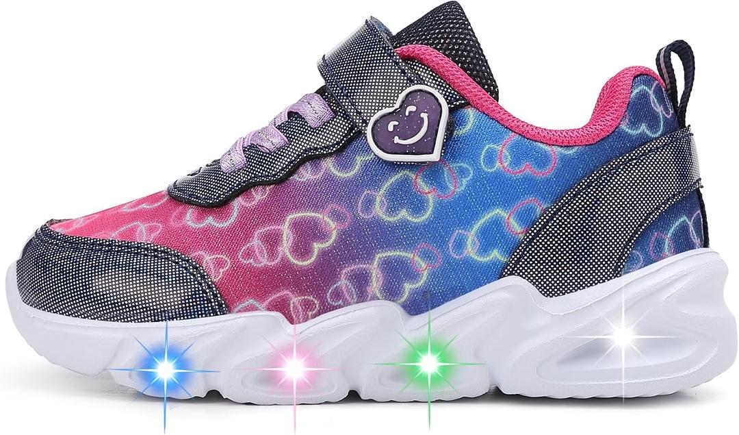 Light Up Shoes Toddler Girls Boys Breathable Mesh LED Flashing Walking Sneakers for Toddler and Little Kids (Pink)
