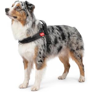 No Pull Dog Harness with Handle, Corgi Adjustable Reflective Dog Vest, Breathable Air Mesh Padded Pet Harness with Front Leash Clip for Small Medium Dogs, Black, Medium
