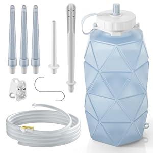 Smokitcen Collapsible Silicone Enema Bag Bottle Kit with 5.3ft Enima Hose, 5 Enema Tips, Controllable Flow Valve, 1.2 L Capacity Silicone Enama kit for Coffee and Water Colon Cleanse