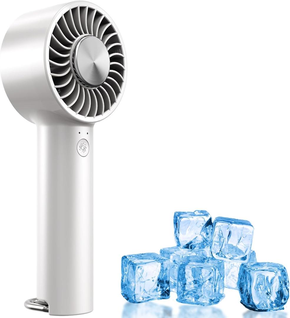 Portable Ice Cooling Handheld Fan with Semiconductor Cooling Plate, USB Rechargeable Personal Turbo Mini Hand Held Fan that Blow Cold Air, 5 Speeds Ice Cooler, Gift for Womens, Mens, Travel, Outdoor (White) Portable Ice Cooling Handheld Fan with Semiconductor Cooling Plate, USB Rechargeable Personal Turbo Mini Hand Held Fan that Blow Cold Air, 5 Speeds Ice Cooler, Gift for Womens, Mens, Travel, Outdoor (White)
