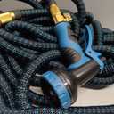 Expandable Garden Hose 150 ft with 10 Function Spray Nozzle, Flexible, Kink Free, Leak-Proof, Ultra Lightweight Retractable Stretch Water Hose 150ft for Yard, Lawn, Car Wash and Outdoor (Black & Blue)