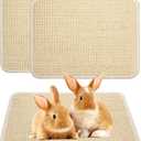 2 Pieces Rabbit Scratcher Mat, Natural Sisal Cat Bunny Rabbit Scratching Pad, Rabbit Animal Scratch Pad Rug for Indoor Horizontal Cat Floor Scratching Mats Rug, Furniture Protector (Beige)