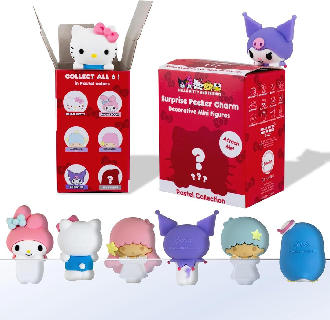 Sonix x Sanrio Hello Kitty & Friends Peekers - Pastel Series Blind Box - Adhesive Decorative Mini Figures - Includes Hello Kitty, My Melody, Kuromi, Little Twin Stars, or Mystery Character