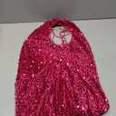Kaei&Shi Sequin Velvet Prom Dress, Cut Out One Shoulder Short Formal Dresses, Sparkly Outfits Women HOCO Birthday Cocktail (X-Large, Hot Pink)