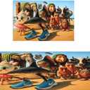 Italian Brainrot Kitchen Floor Set of 2 - Non-Slip Low Profile Floor Mats, Washable Rubber Carpet for Kitchen & Living Room (16x47in + 16x24in), Bedroom & Entryway Decor