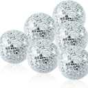 2.5 Inch Silver Mosaic Glass Balls 6 PCS Small Decorative Orbs Set Crack Solid Spheres Globe for Dining Table Centerpieces Bowls Tray Wedding Bedroom Ornaments