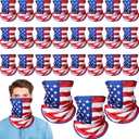Eurzom 24 Pieces American Flag Cooling Neck Gaiter Memorial Day Face Cover Patriotic Face Mask 4th of July Neck Mask for Men Women Multicolor