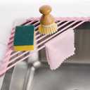 Tomorotec Compact Silicone-Coated Triangle Dish Drying Rack for Sink Corner - Foldable Stainless Steel Over-The-Sink Organizer and Storage Shelf (Pink)