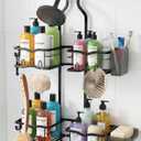 Shower Caddy Hanging  Rustproof Shower Organizer Hanging for Inside Shower  Over the Showerhead Rack with Soap Holder & Razor Hooks, No Drilling Bathroom Shower Shelves and Storage, Black