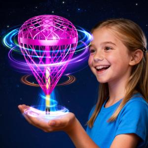 Hand Controlled Flying Orb Ball for Kids, Indoor & Outdoor Hover Toy, Toss & Catch Flying Ball with Protective Cage, Rechargeable Family Play Toy