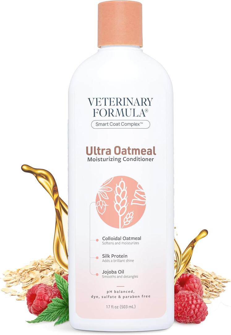 Veterinary Formula Smart Coat Complex Ultra Oatmeal Moisturizing Conditioner for Dogs, 17 Fl oz with Colloidal Oatmeal & Jojoba Leaves Coat Soft, Shiny, Hydrated, Strong, with Long-Lasting Scent