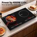 VBGK 2 burner Induction Hop,3600W Electric hob 2 burner with Knob Control,9 Power Levels, Kids Lock & Timer,LED touch control,double induction hop