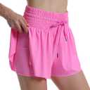 Butterfly Shorts Womens High Waisted Flowy Athletic Short with Underneath (Pink, XS)