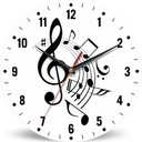 SPUNKER Wall Clocks,Music Notes Wall Clocks for Living Room Decor,Black Lines Kitchen Clocks Wall Battery Operated - 10 Inch Round Bathroom Wall Clock Silent Non-Ticking