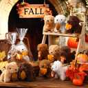 Vinsot 16 Pcs Thanksgiving Stuffed Animals Bulk Dog Plush with Pumpkin Maple Leaves Min Puppy Dog for Stuffed Animal Thanksgiving Theme Party Favors Gift