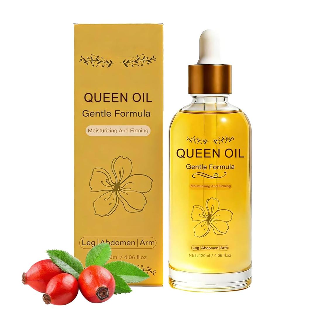 Queen Oil Cold-Pressed Natural Botanical Firming Oil, 4 fl Oz (01) | For Face & Body, Hydrating & Tightening Treatment, Improves Elasticity, For Aging, Crepey Skin, For Arms, Tummy, Thighs