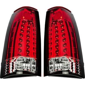 ECOTRIC Pair Tail Lights Compatible with 1988-2000 Chevy Silverado GMC Sierra Suburban C/K 1500 2500 3500 W/O Bulbs Taillights Rear Brake LED Pickup Red Lens