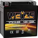 Weize YTX14 BS ATV Battery High Performance - Maintenance Free - Sealed AGM YTX14-BS Motorcycle Battery compatible with Honda Suzuki Kawasaki Yamaha scooter snowmobile