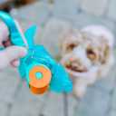 3 in 1 Dog Poop Bags Holder with Built-in LED Flashlight for Leash and Metal Clip for Hanging Used Bags Bi-Color Dog Poop Dispenser with Wristler(2 Holder 30 Bags, Blue&Black)