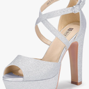 IDIFU Women's Platform Chunky High Heels Dress Sandals Peep Toe Ankle Strap Wedding Party Evening Shoes for Women Bride 7.5