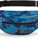 MAXTOP Large Crossbody Fanny Pack with 4-Zipper Pockets,Gifts for Enjoy Sports Festival Workout Traveling Running Casual Hands-Free Wallets Waist Pack Phone Bag Carrying All Phones (Camo Blue)