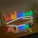 LED Neon Welcome Cute Neon Sign, USB Powered Neon Signs Night Light, 3D Wall Art & Game room Bedroom Living Room party Decor lamp for Children Kids Girls Boys